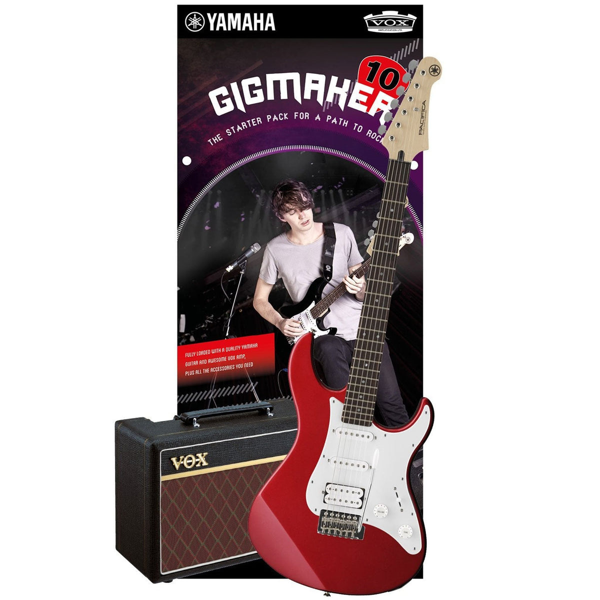 The Yamaha PAC012 Gigmaker Electric Guitar Pack is an amazing starter pack. Loaded with all the accessories you need to start playing your instrument.